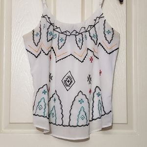 Fun & flirt white top blouse crop top sleeveless
